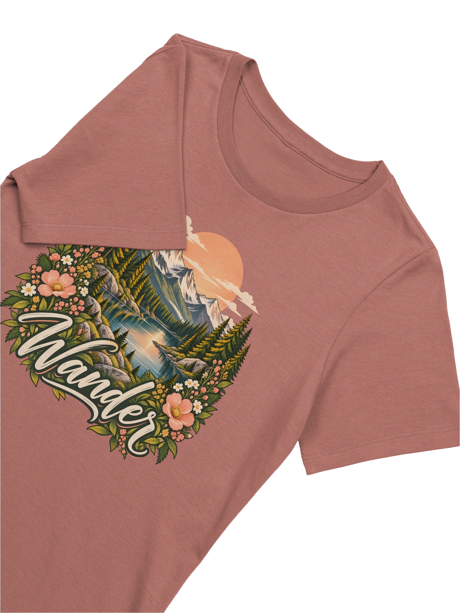 ORLUMIQ Wander Adventure T-Shirt | Women's Mountain Lake Graphic Tee – Mauve product image (4)