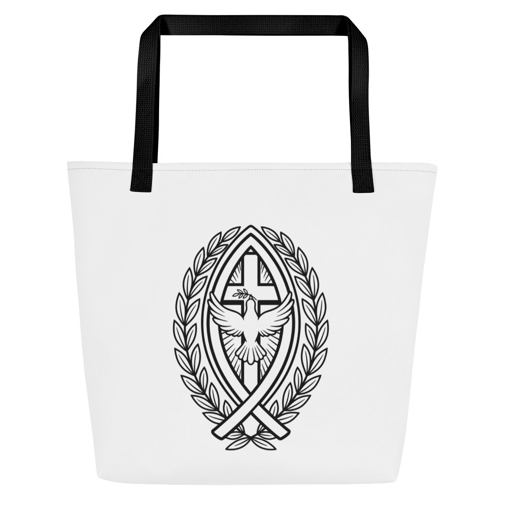 Christian Tote Bag, Cross Dove Ichthus Faith Design, Inspirational Everyday Carry Shoulder Bag Unique Religious Gift product image (2)