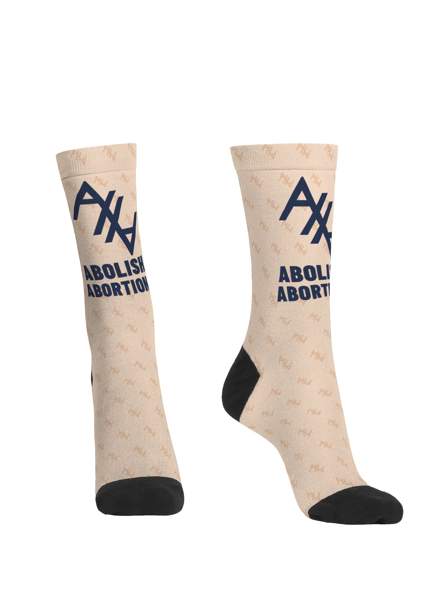 Abolish Abortion Crew Socks - Soft Peach & Navy product image (2)