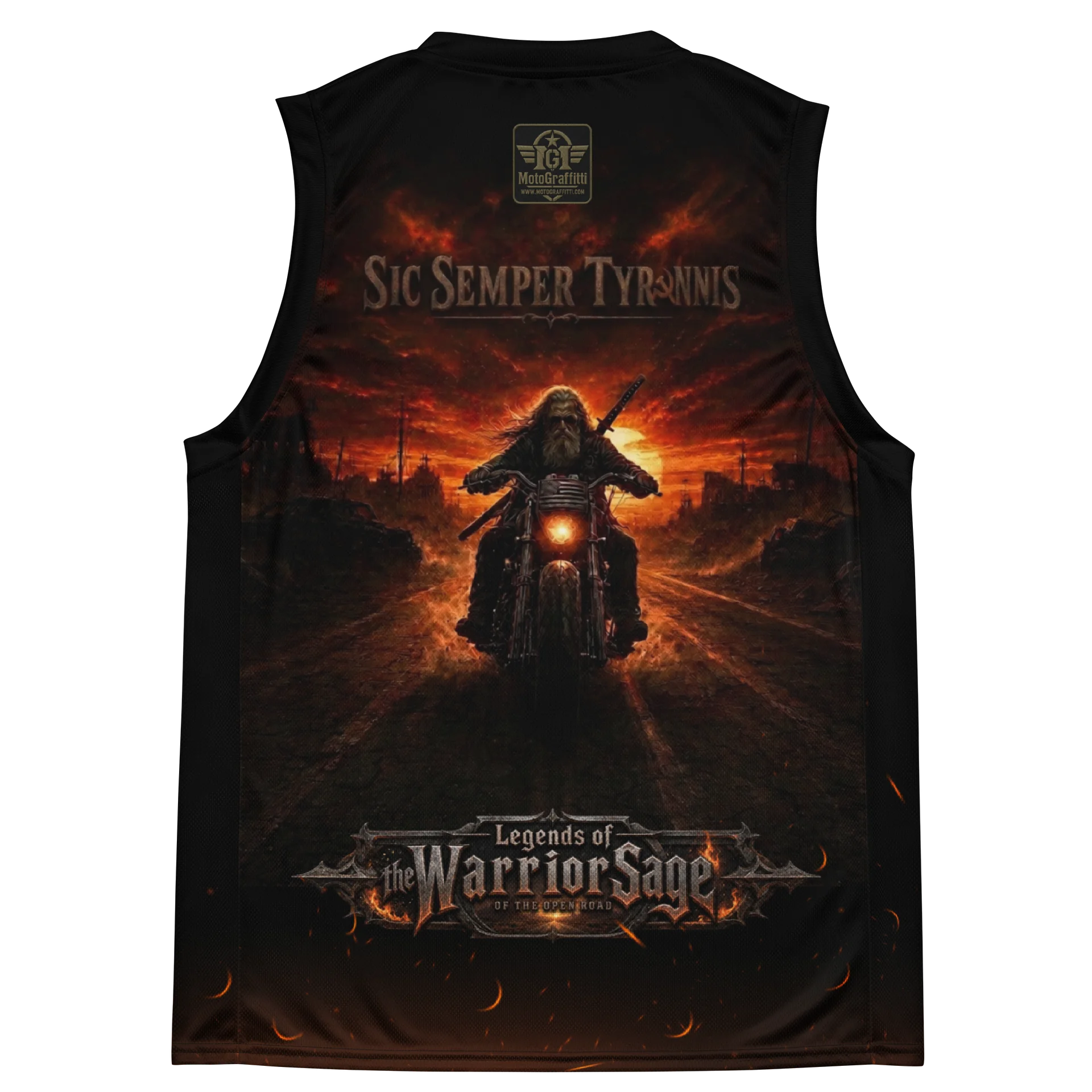 MötoGraffitti "Sic Semper Tyrannis" Sleeveless Moisture Wicking Riding Tee product image (4)