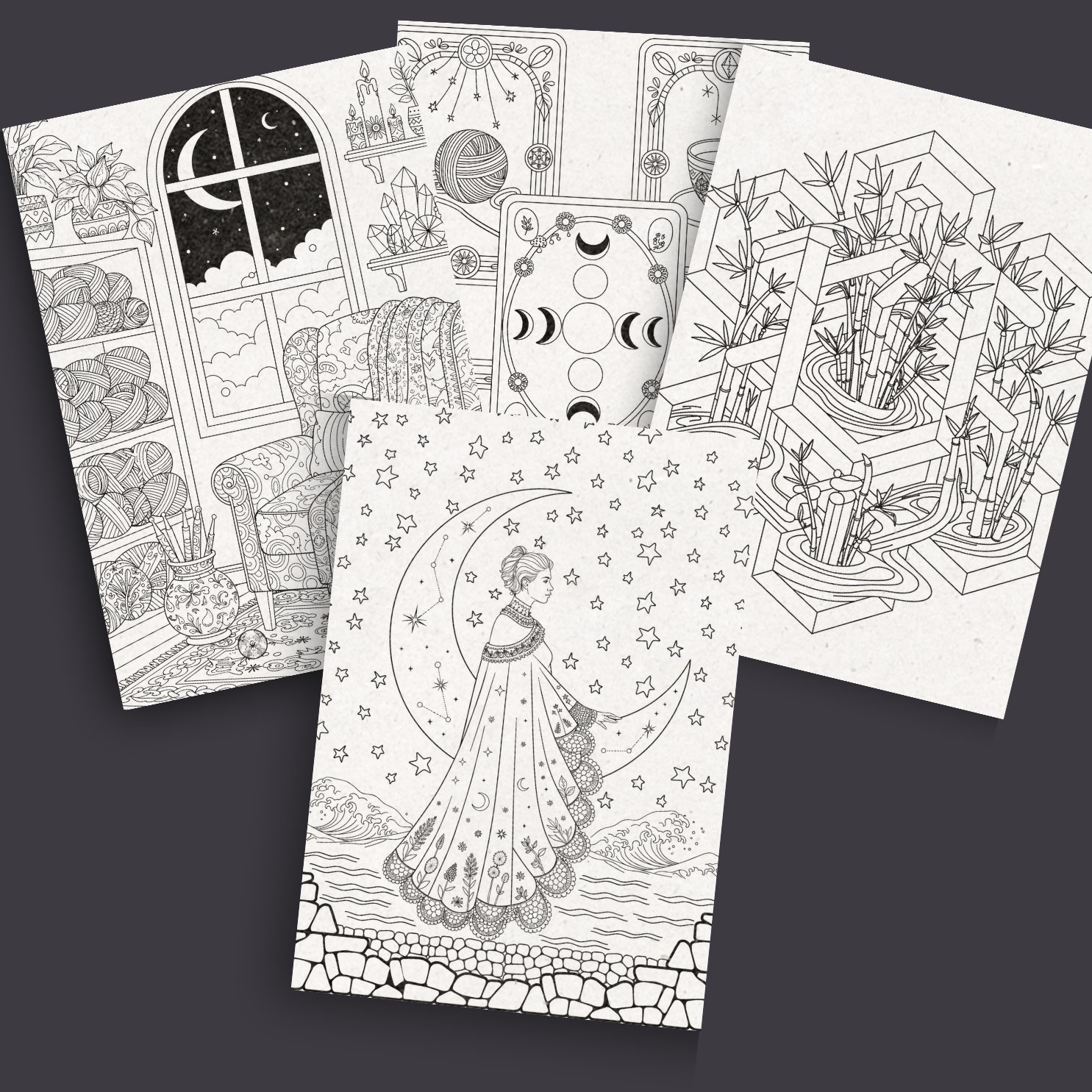 Mystical Stitch Oracle Coloring Book | Printable Crochet Coloring Pages | Fiber Arts Meditation & Magic product image (3)