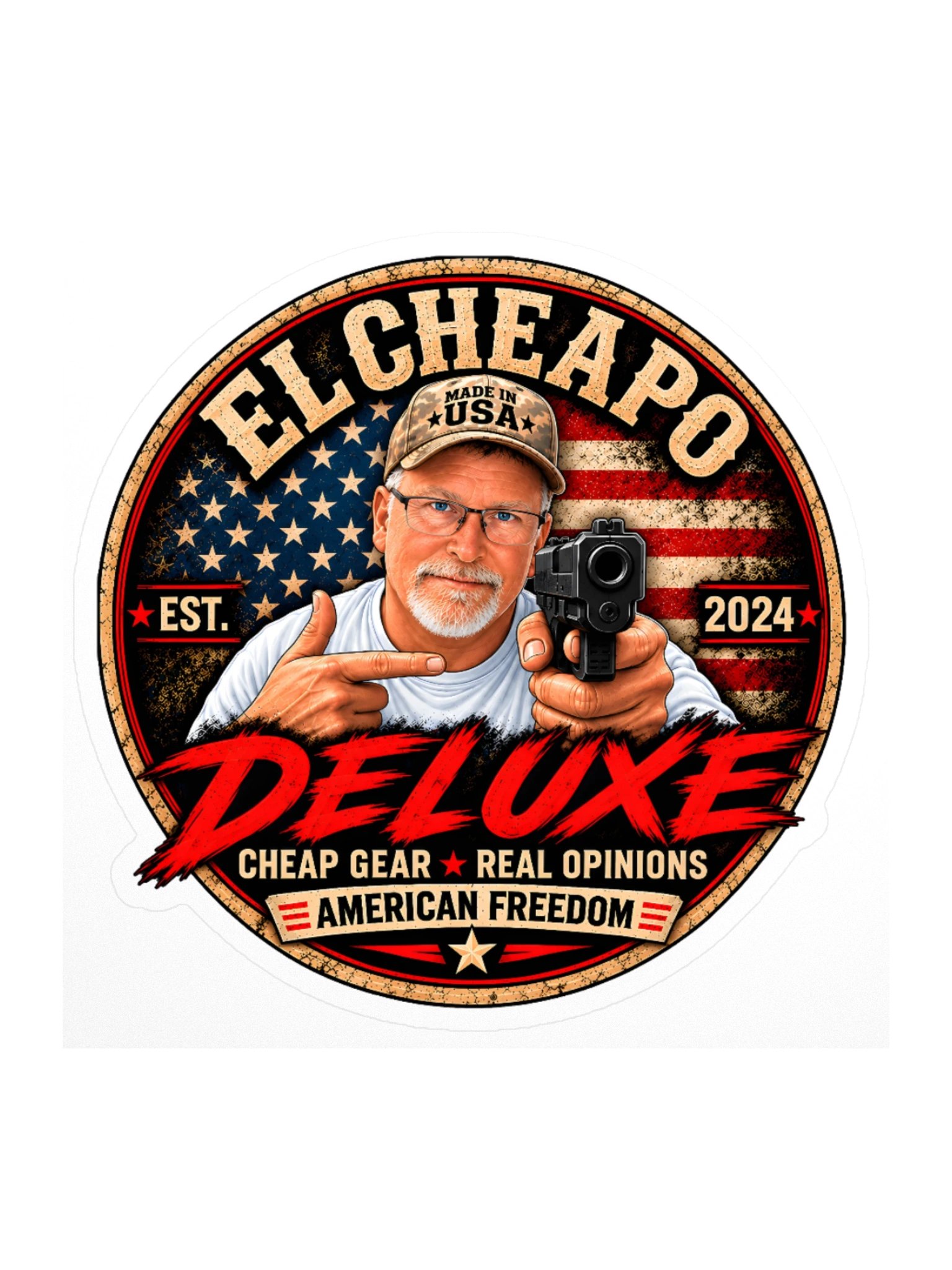 El Cheapo Deluxe American Freedom Kiss Cut Sticker product image (2)