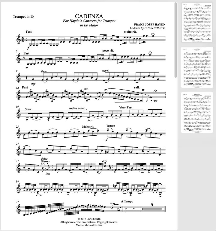 Haydn Trumpet Concerto CADENZA product image (1)