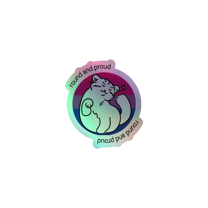 Round and Proud Manul Holo Sticker - Bisexual Flag Version product image (1)