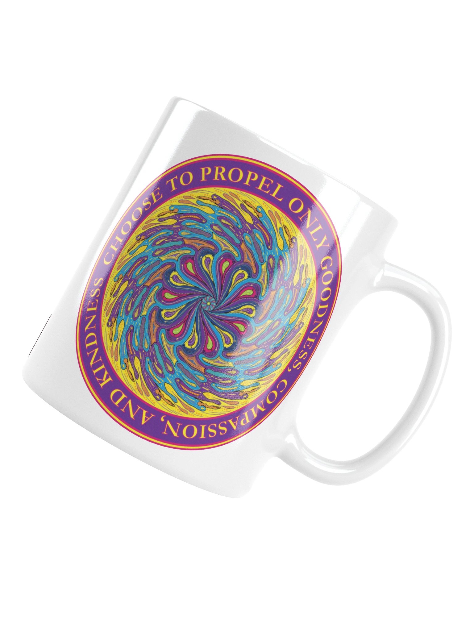 Inspirational White Ceramic Mug Says: "Choose To Propel Only Goodness, Compassion, and Kindness" product image (13)