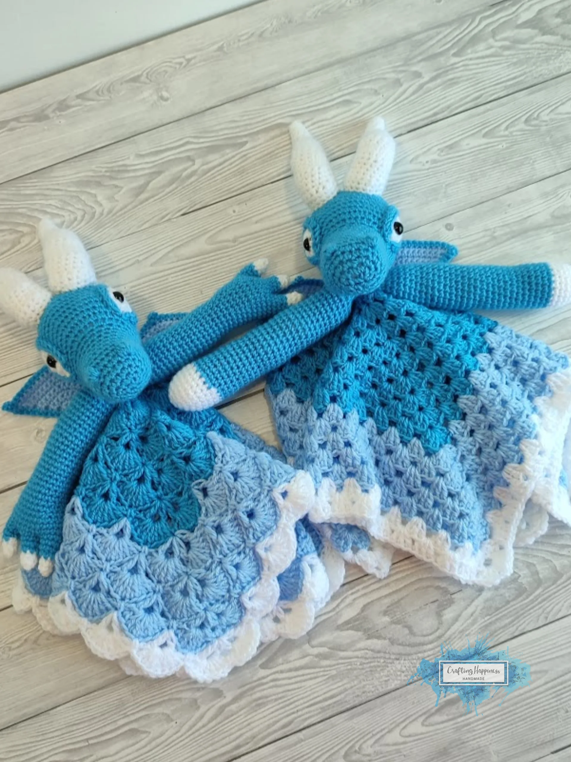 Blizzard Ice Dragon Crochet Lovey Pattern | Amigurumi Toy (PDF Pattern) - Crafting Happiness product image (1)