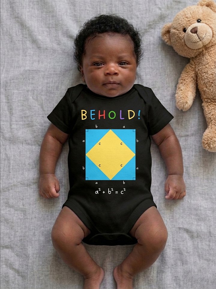 Behold! The Pythagorean Theorem - Math Baby Onesie in Black product image (2)