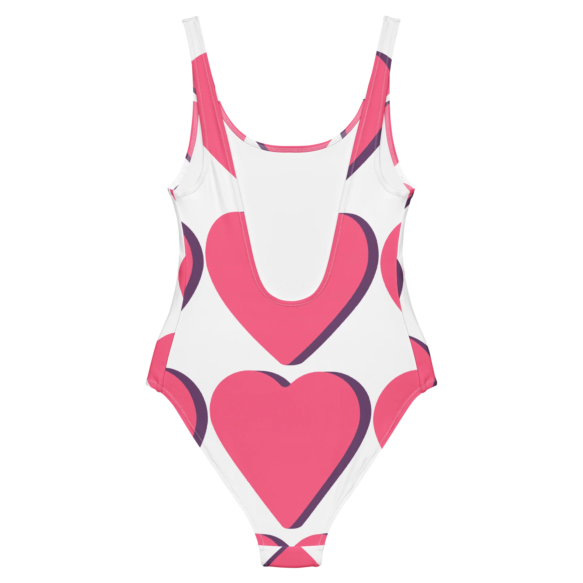 Pink Heart Grid One-Piece Swimsuit product image (9)