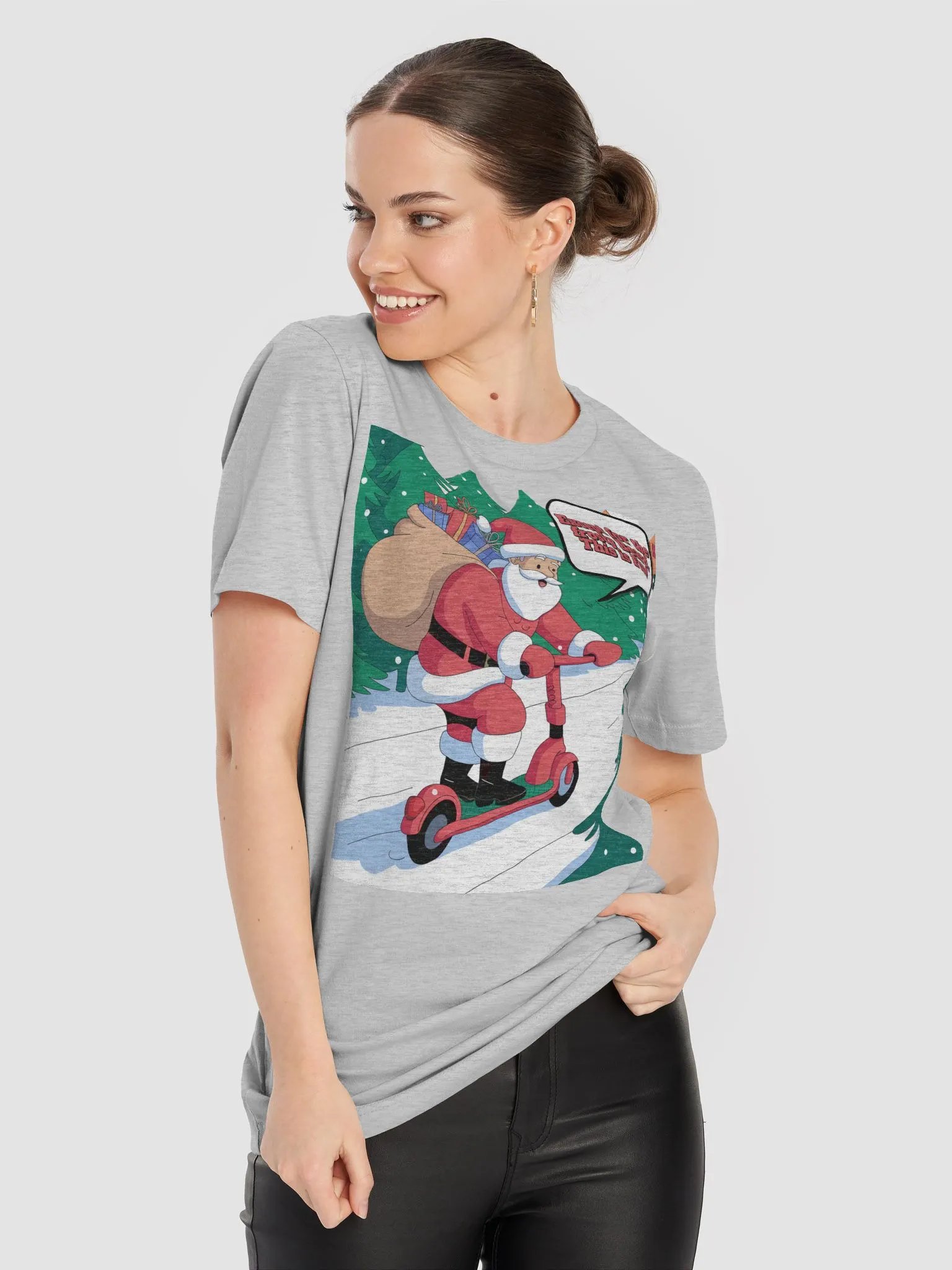Santa Claus E-Scooting Up A Hill - T-shirt product image (43)
