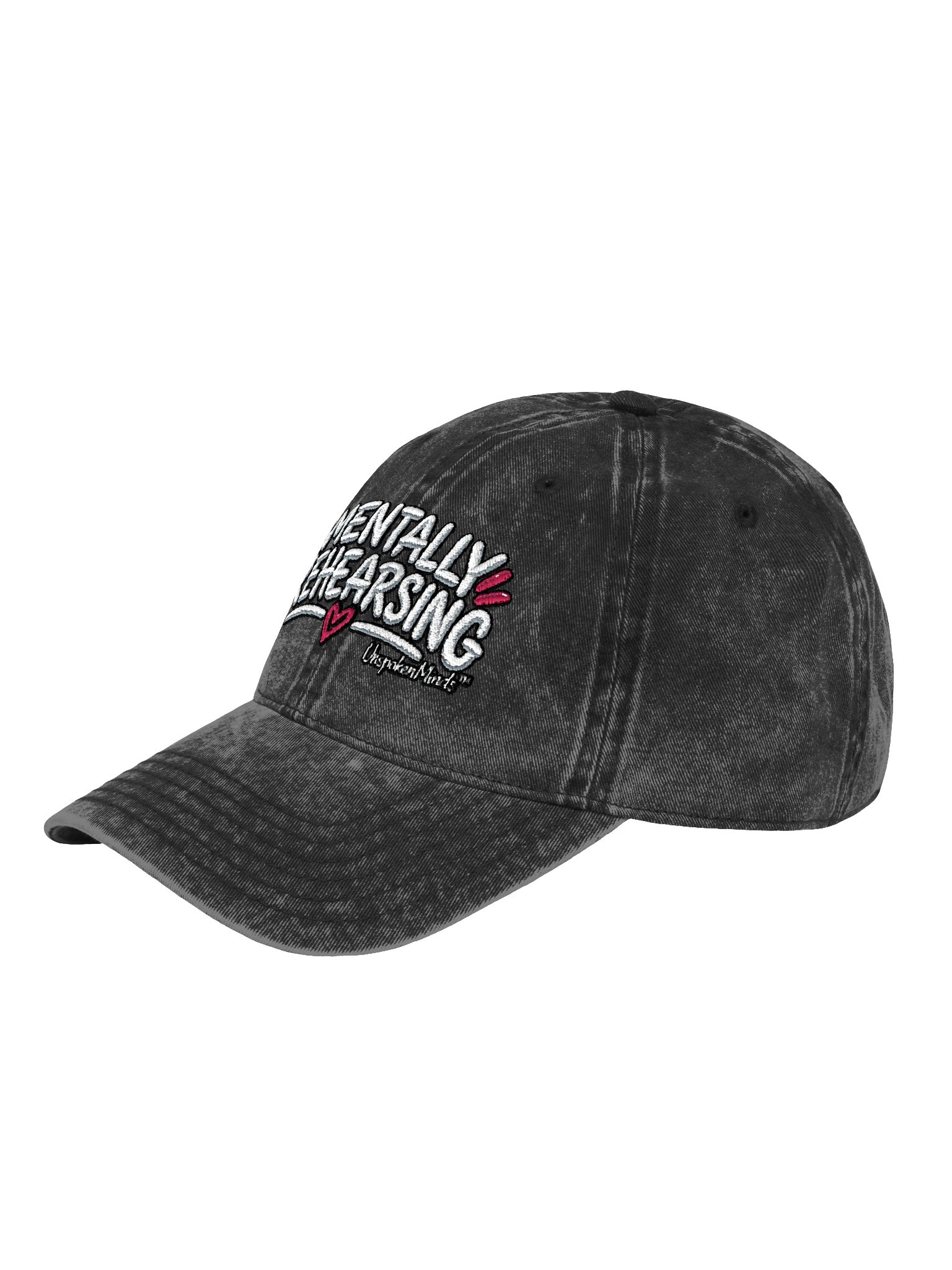 Mentally Rehearsing Embroidered Dad Hat – Black Adjustable Overthinker Humor Cap | UnspokenMinds product image (3)