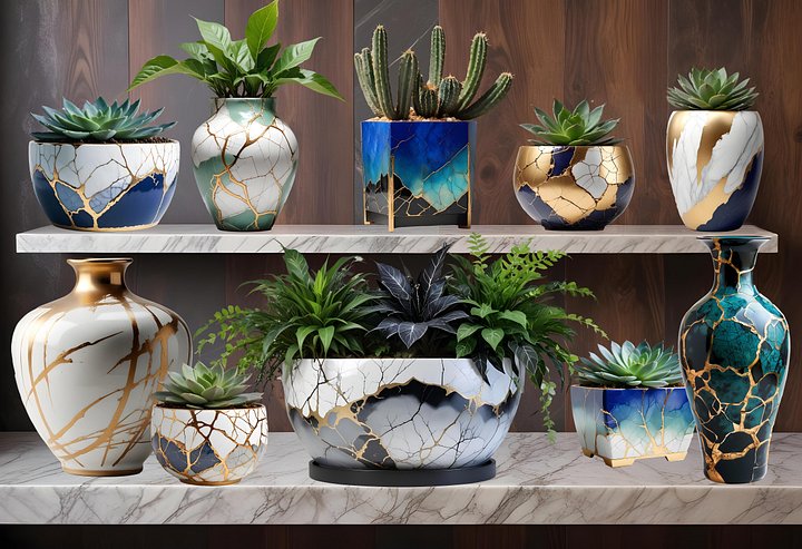 Kintsugi set 20 object scene creator, ambiance spa, zen, garden, wedding product image (2)