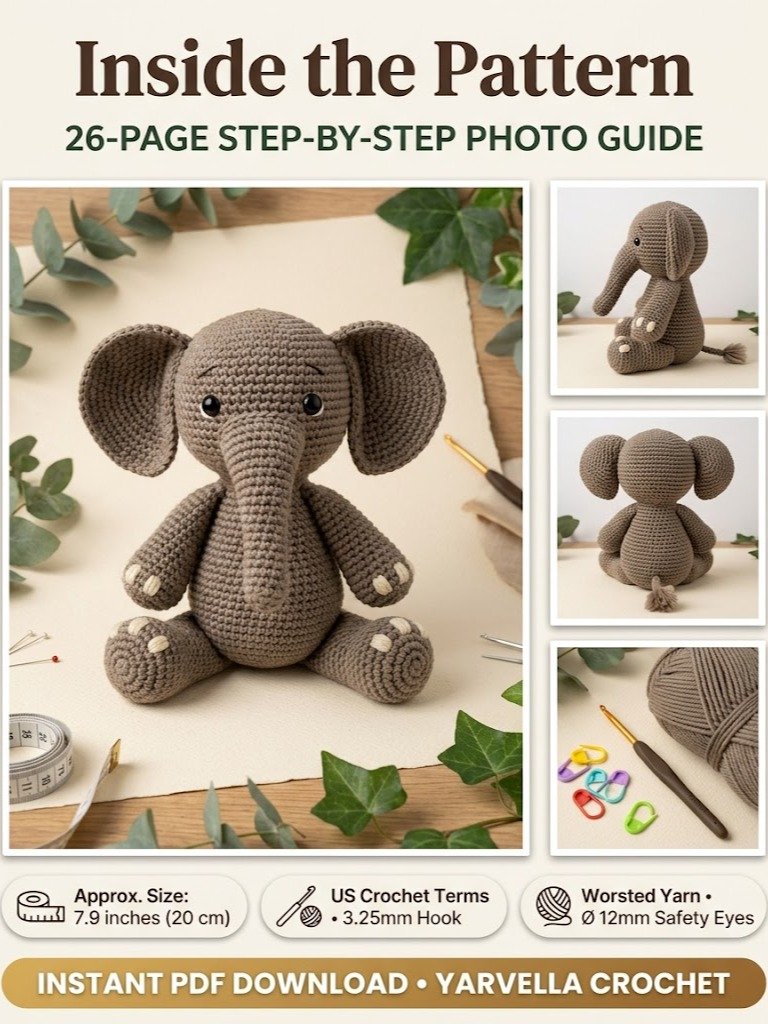 Bubba the Elephant Crochet Pattern PDF product image (4)
