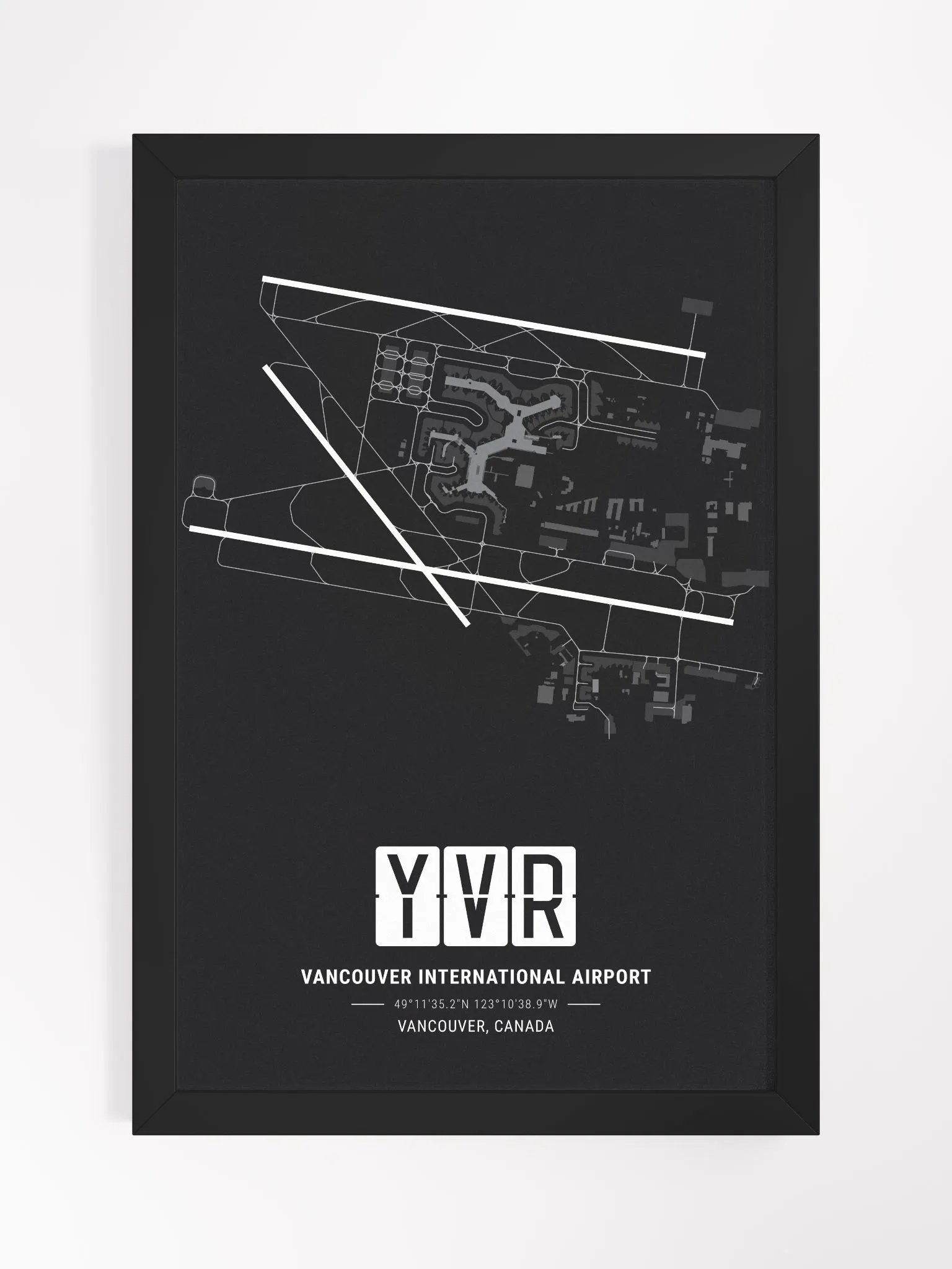 Framed Airport YVR Premium Map On Matt Paper product image (1)