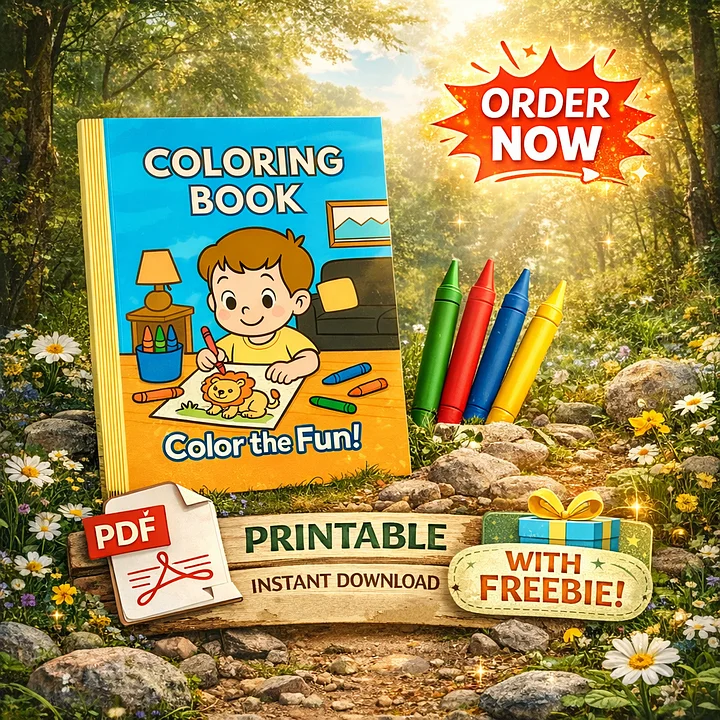 Printable Kids' Coloring Book | 30 Fun Pages | A4 PDF | Instant Download + Freebies product image (1)
