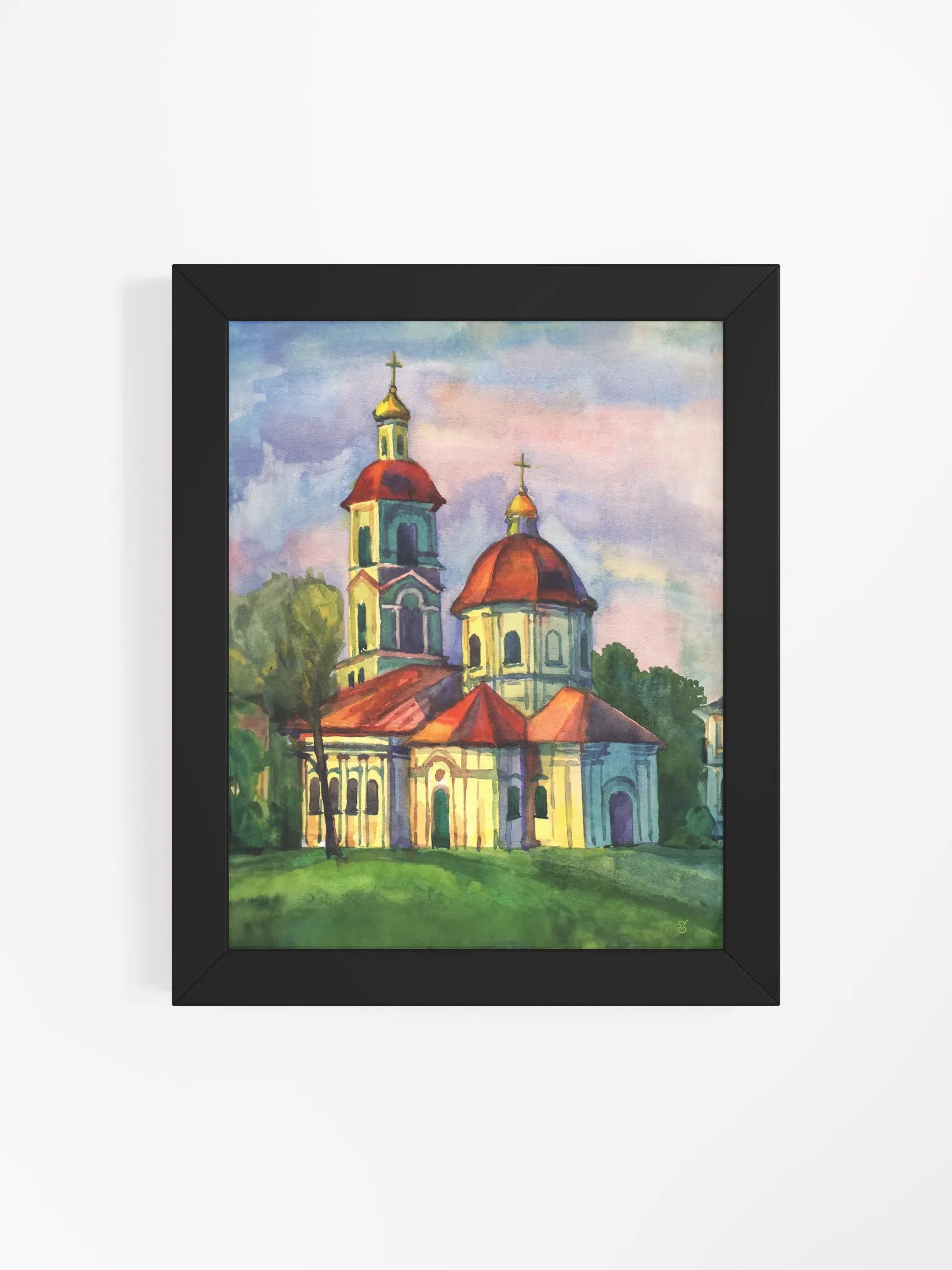 Serene Church Sunset Framed Poster - Historical Temple product image (19)