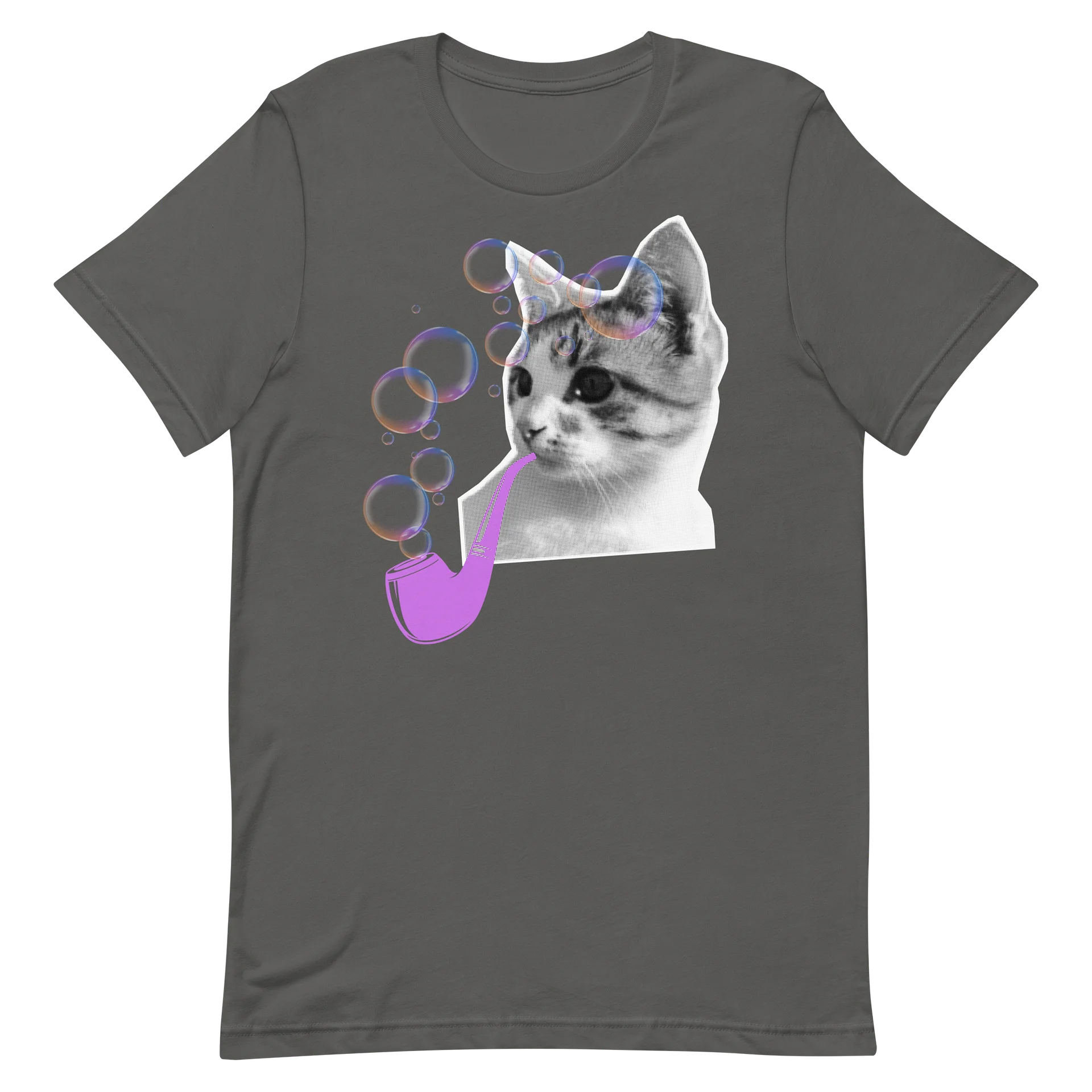 Whimsical Cat Bubble Pipe T-Shirt product image (4)