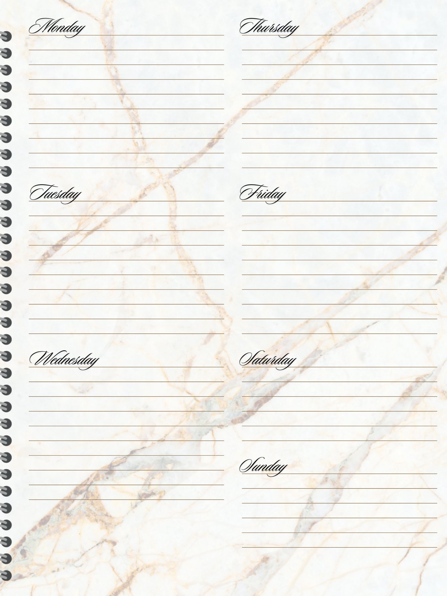 Simple Undated Weekly Planner - Gold product image (4)