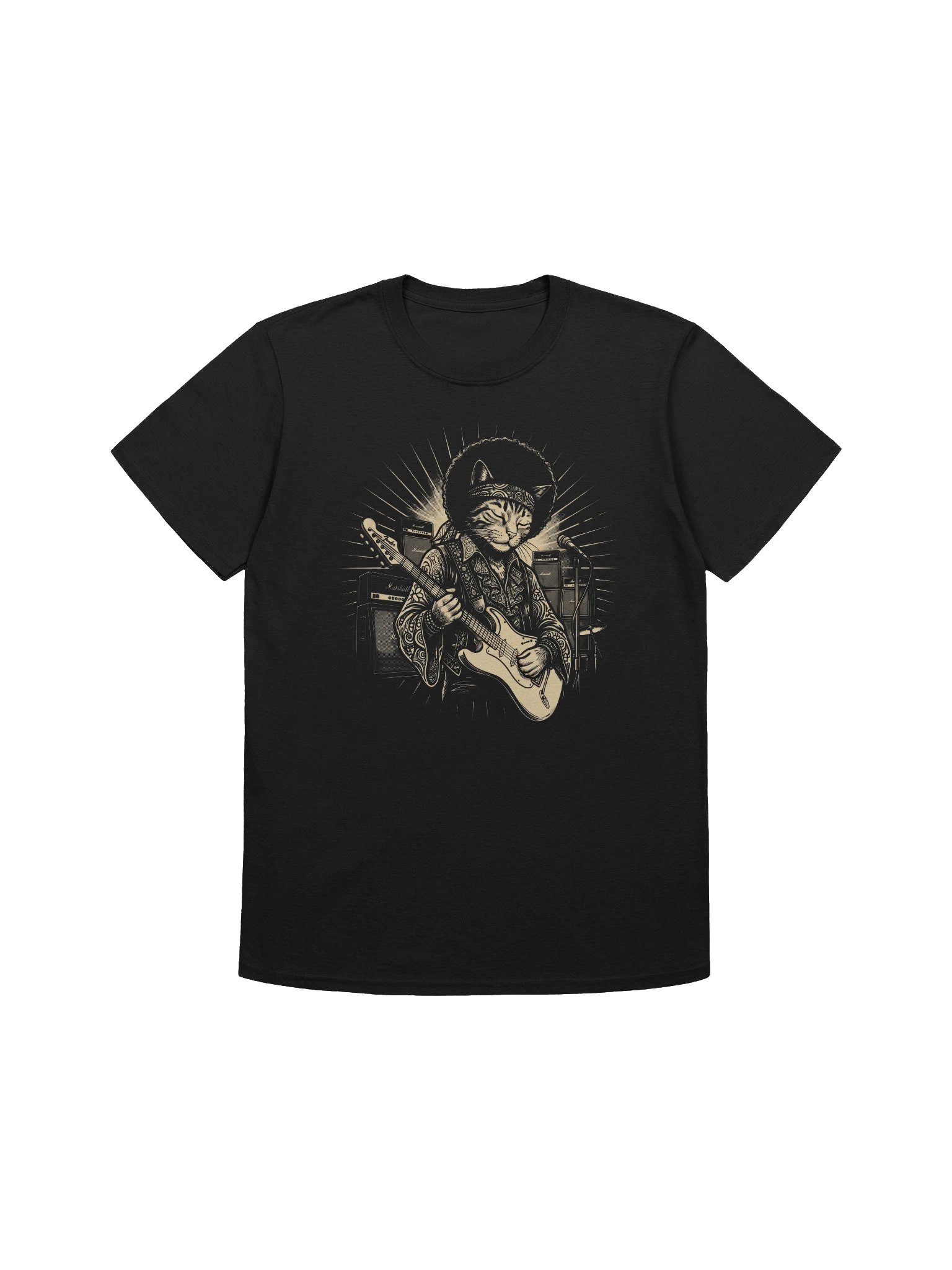 Jimi Hendrix Cat Guitar T-Shirt | Funny Rock Music Guitar Tee product image (2)