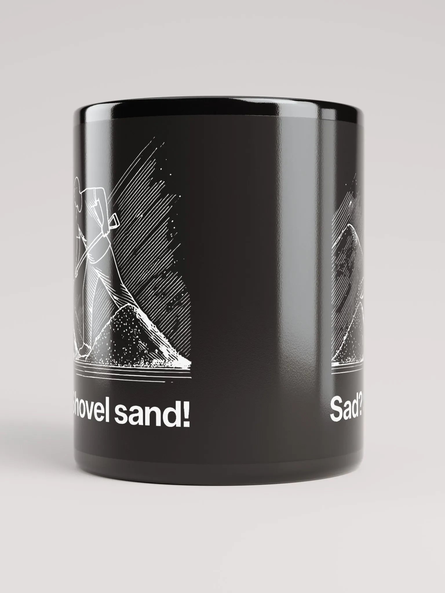 sad? shovel sand! (by @levelsio's dad) black mug - 100% ceramic product image (10)