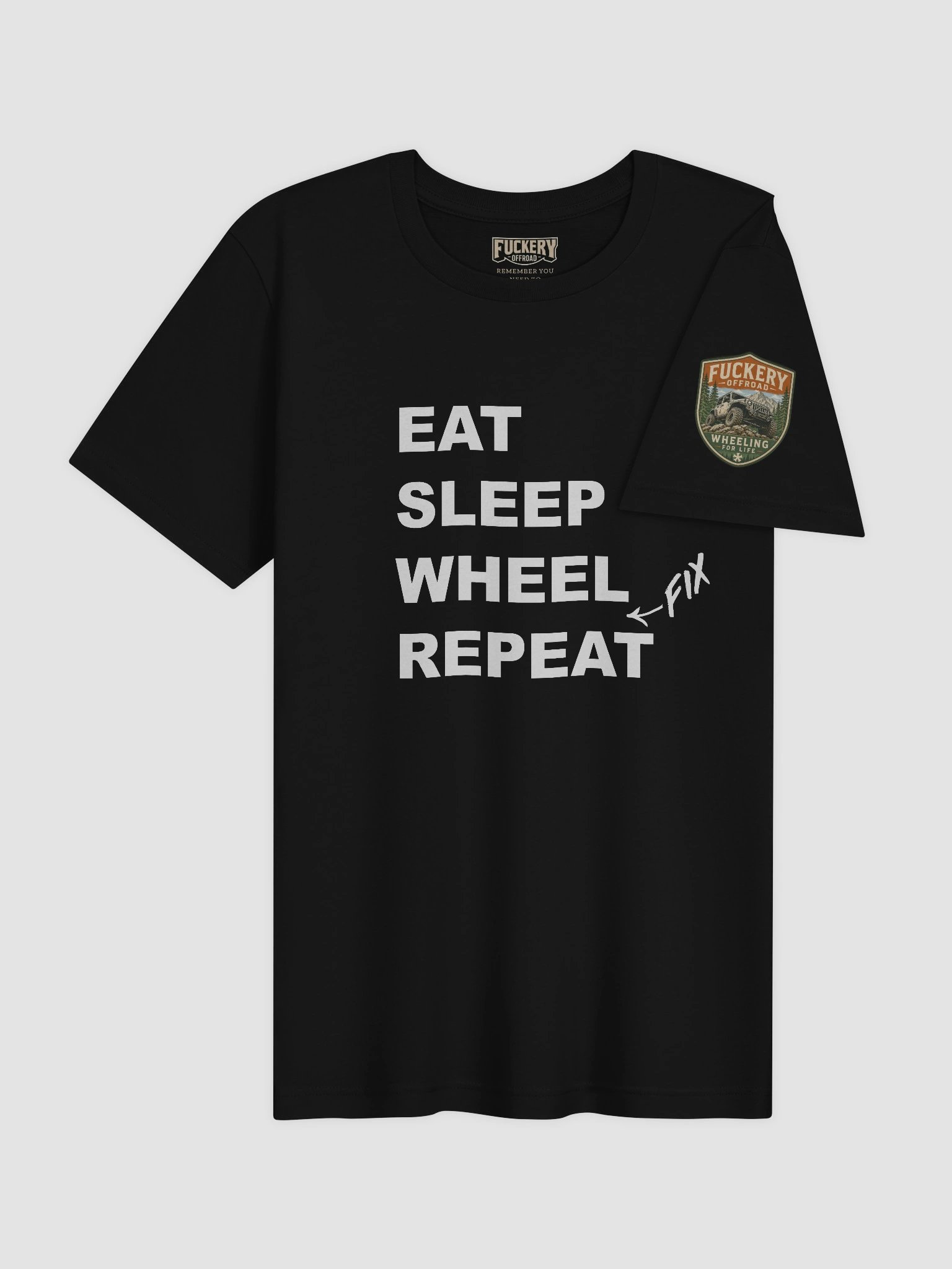 Unisex t-shirt with Eat Sleep Wheel Fix Repeat product image (3)