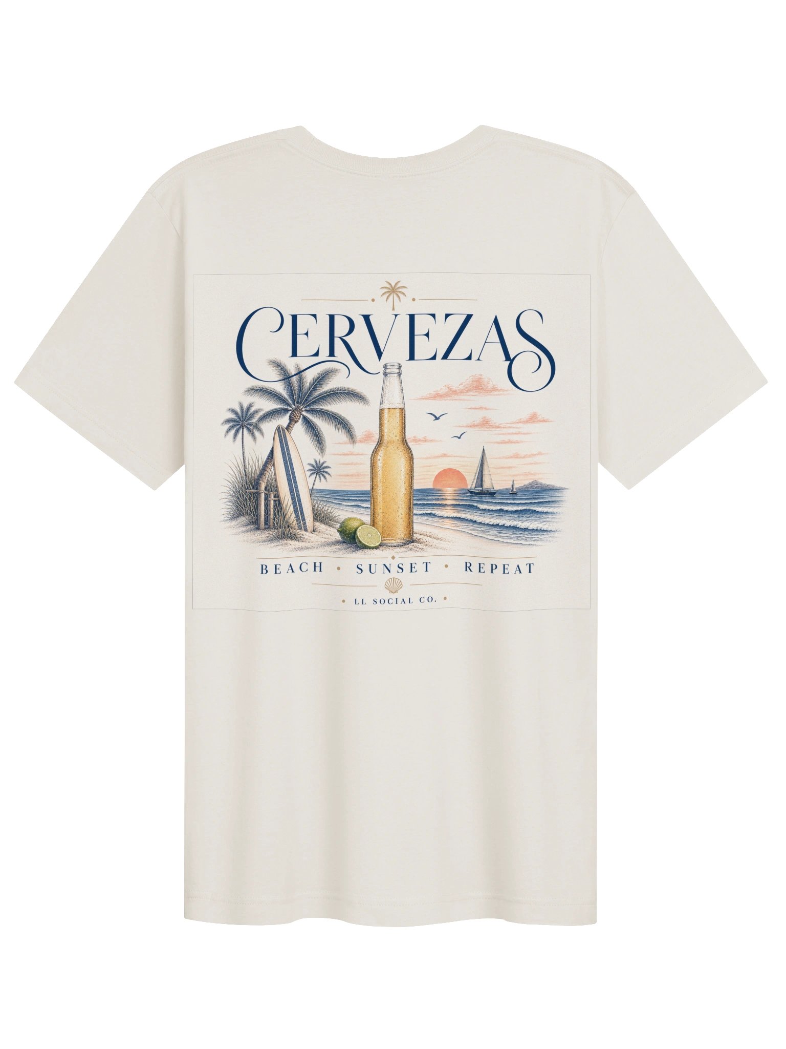 Cervezas Beach Sunset Repeat - Unisex Resort Tee (Back Image) product image (2)