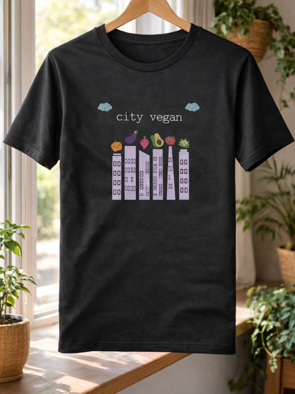 “City Vegan” Unisex Black T-Shirt product image (1)