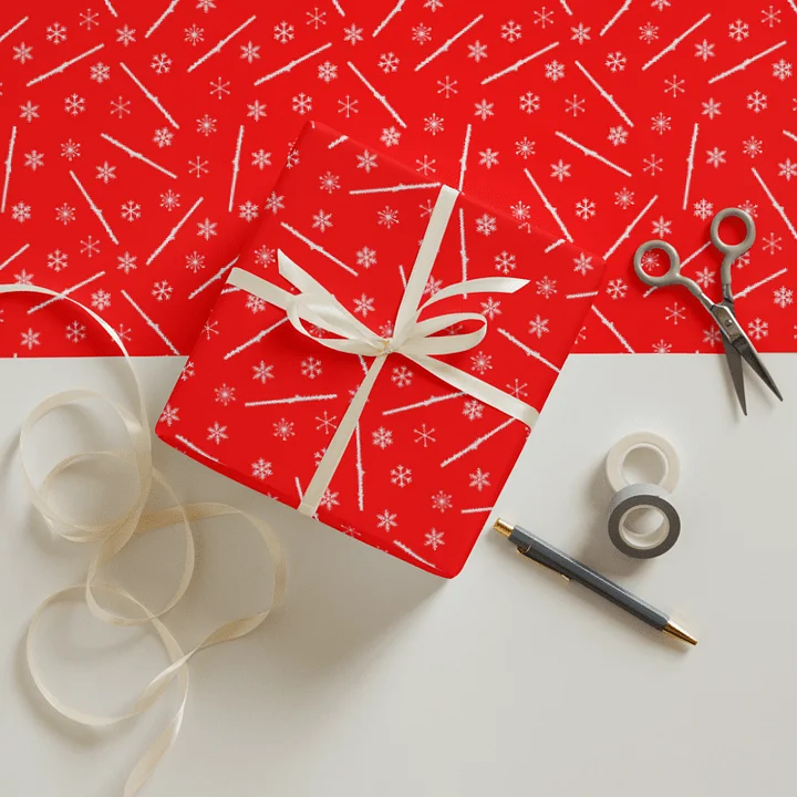 Flutes and Snowflakes - Alto - Red Gift Wrap Paper Sheets product image (1)