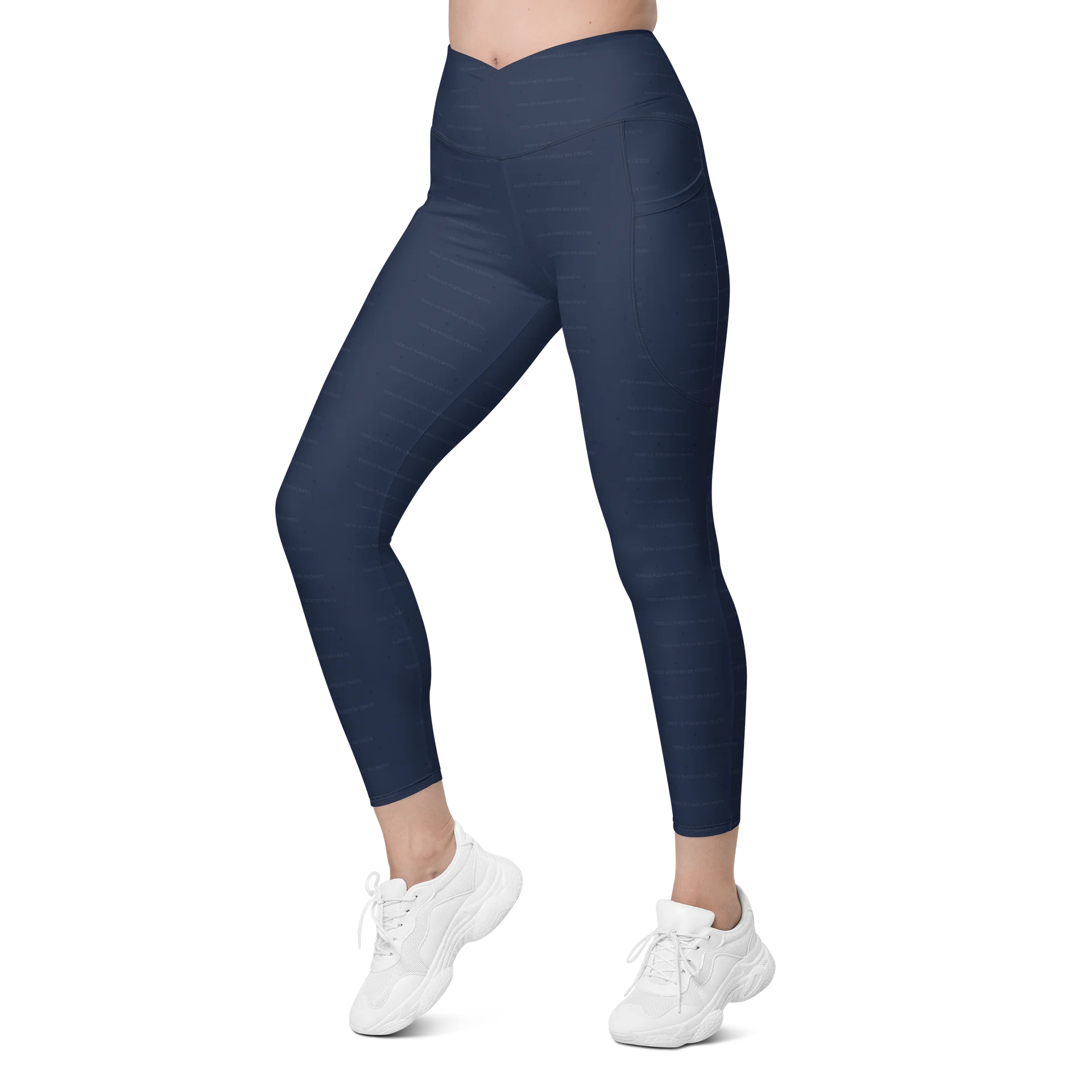 Crossover Leggings with Pockets — Women Who Lift (Navy) product image (10)