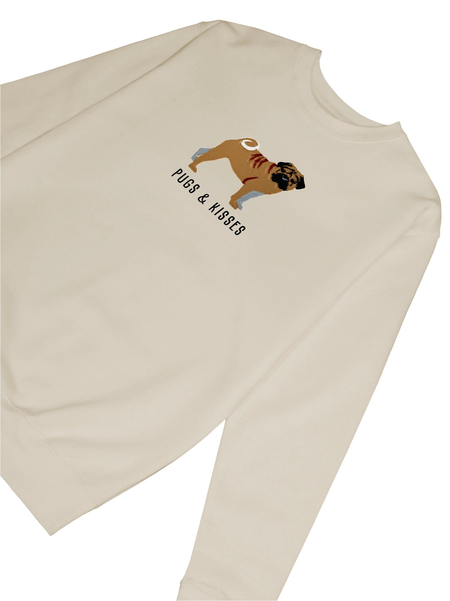Pugs and Kisses Sweatshirt (Embroidered) of a Pug(Fawn) product image (6)