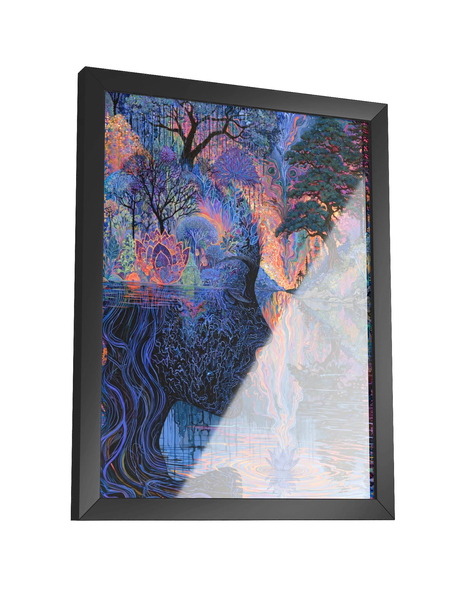 Surreal Botanical Portrait Framed Art Print — The Lotus of Endless Dreams product image (7)