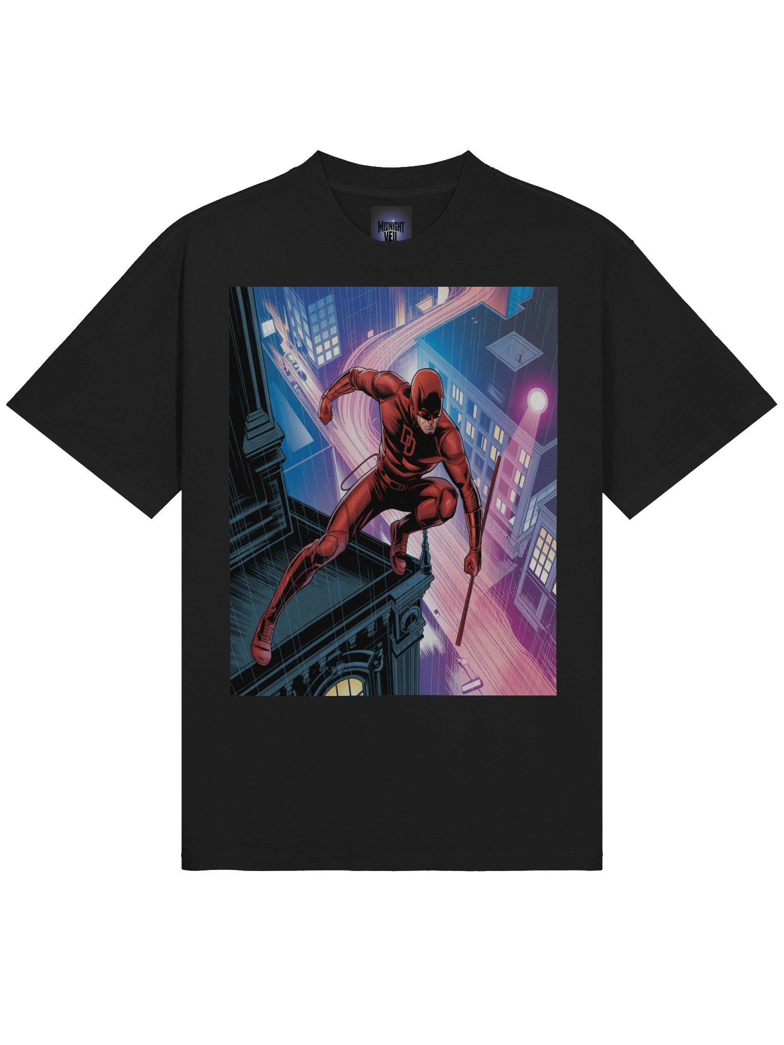 Daredevil's Crimson Vault – Premium Oversized Faded T-Shirt product image (5)