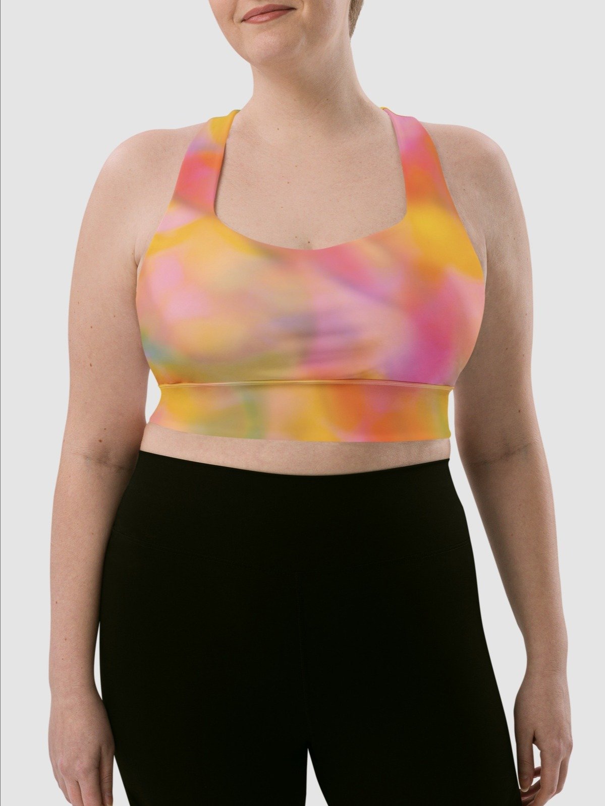 Hight-Impact Bra "Sweet Pastel Tie Dye in Orange Light Pink" product image (1)