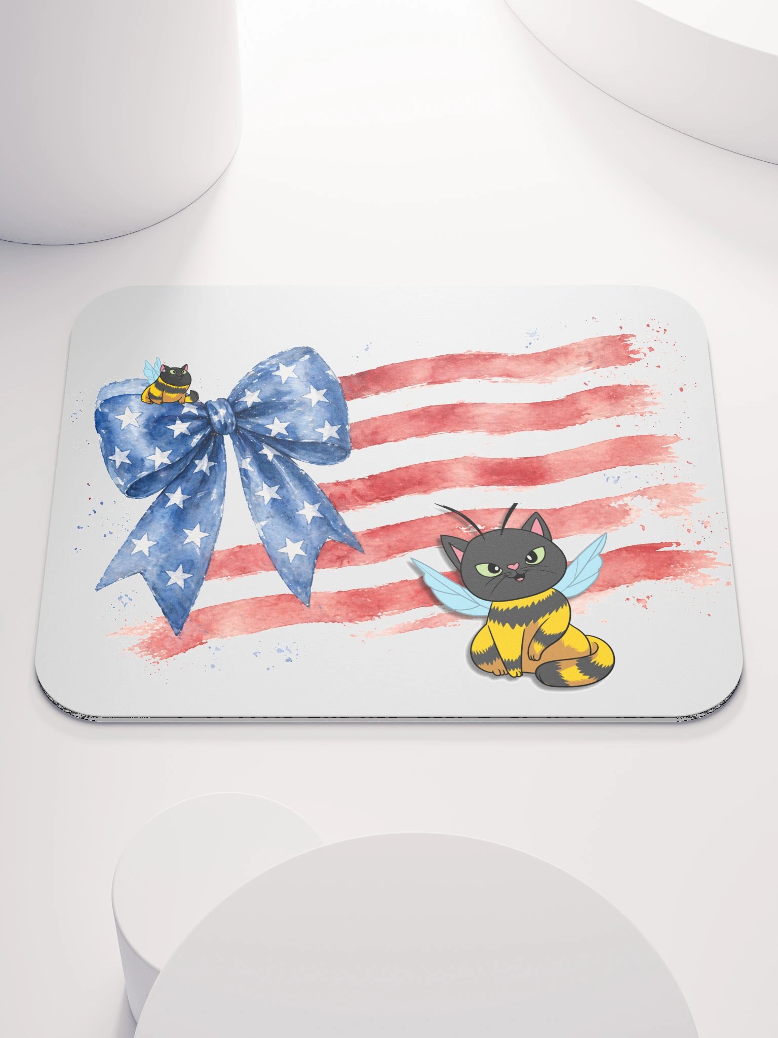 Patriotic Bee Cat Mouse Pad product image (1)