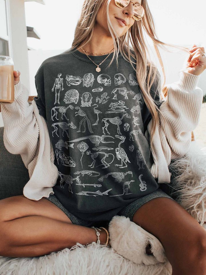 Dark Academia Skeletons Shirt – Vintage Anatomy & Animal Bones Graphic Tee product image (2)