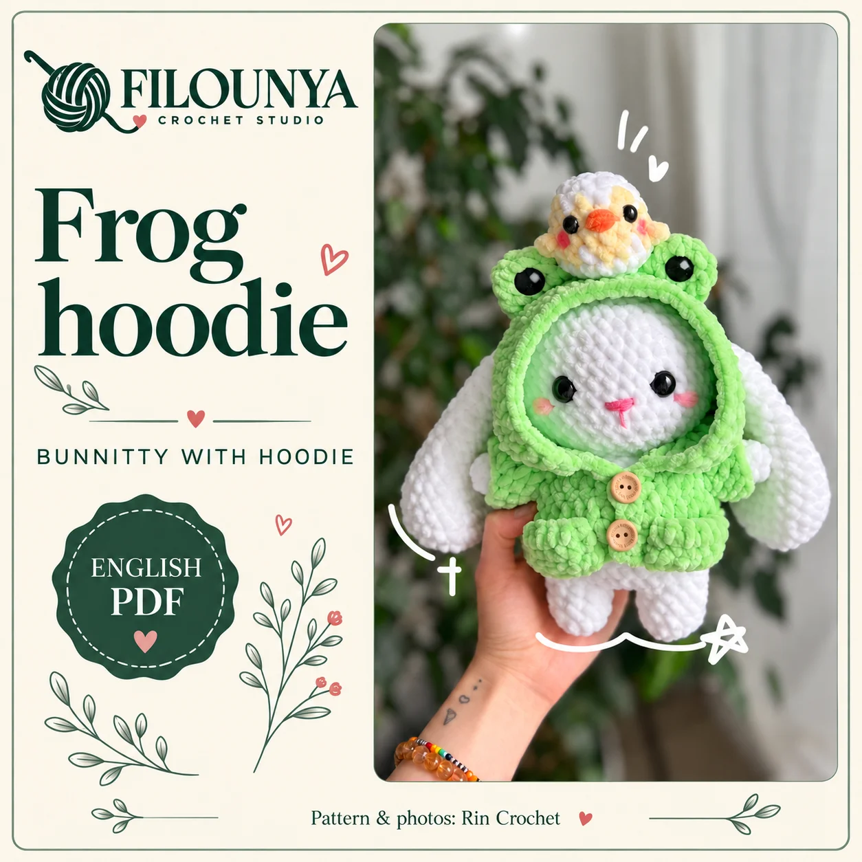 Bunnitty with Hoodie - Bunny & Kitty Crochet Pattern | English PDF product image (2)