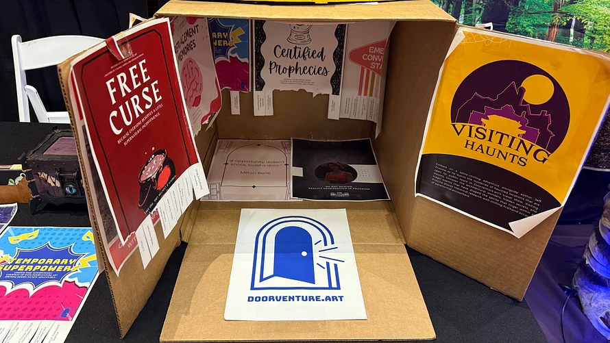 Photo of the Doorventure.art box and pull tabs.