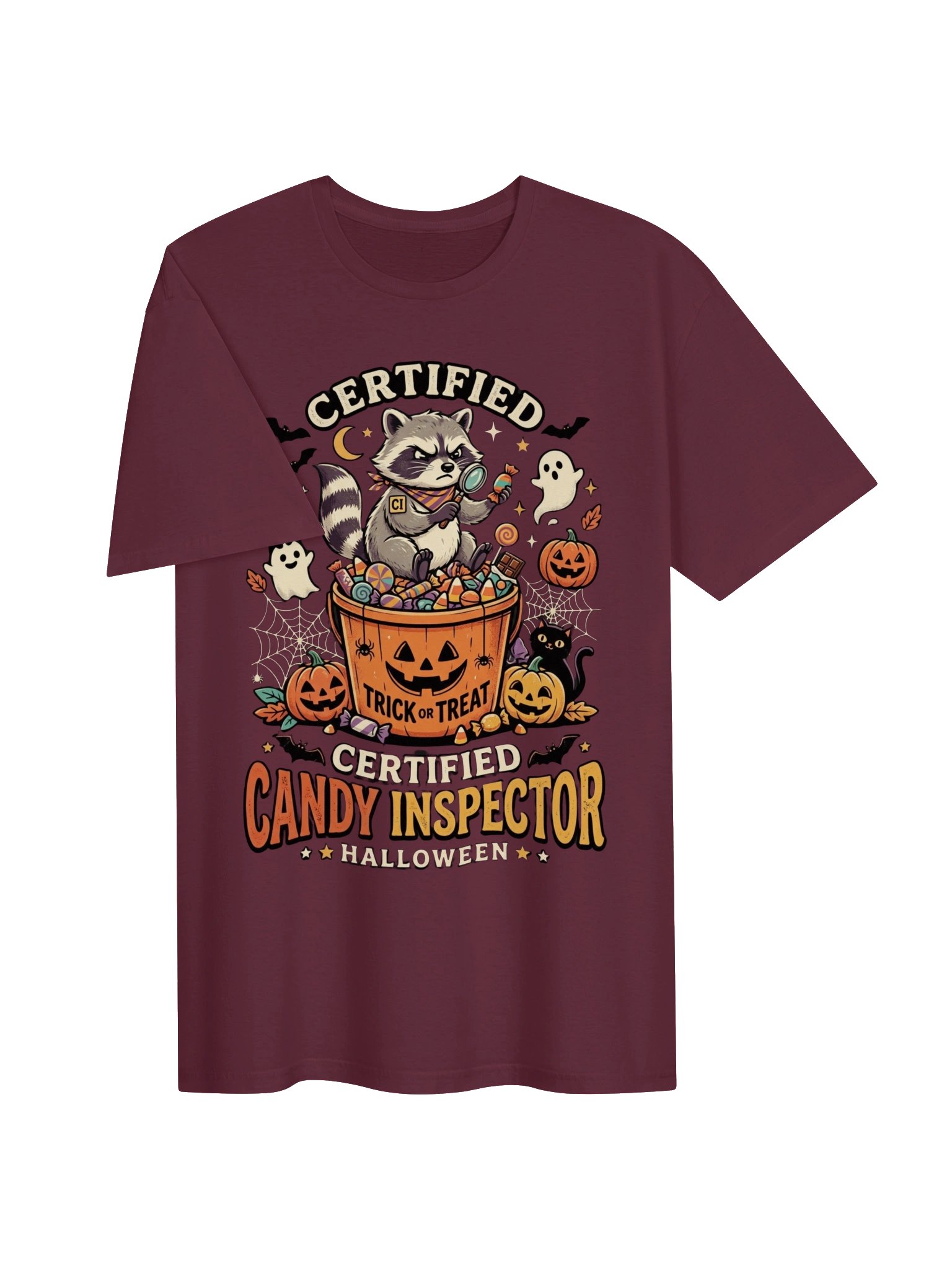 Certified Candy Inspector Raccoon Halloween Unisex T-Shirt product image (3)