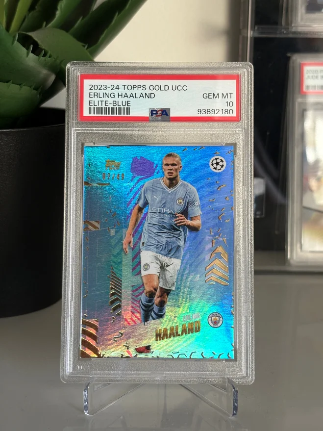 Erling Haaland 2023-24 Topps Gold UCC Elite-Blue /49 PSA 10 product image (1)