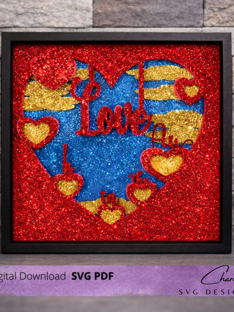 3D Love Is In The Air Valentine SVG Layered Shadow Box Design product image (6)
