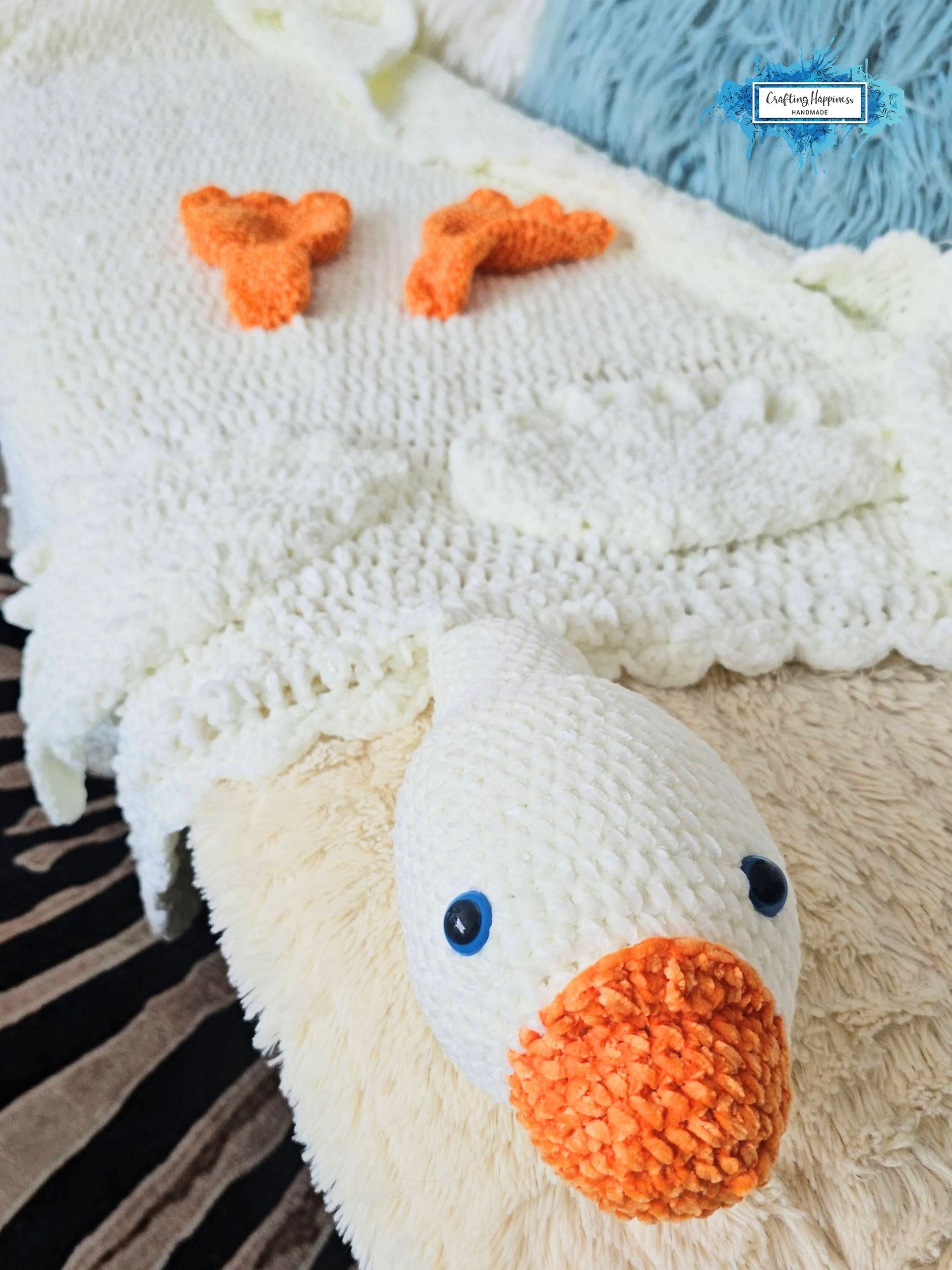 3in1 Farm Goose Baby Blanket Crochet Pattern PDF | Chenille Plush Toy | Foldable Afghan | Baby Shower Gift product image (3)