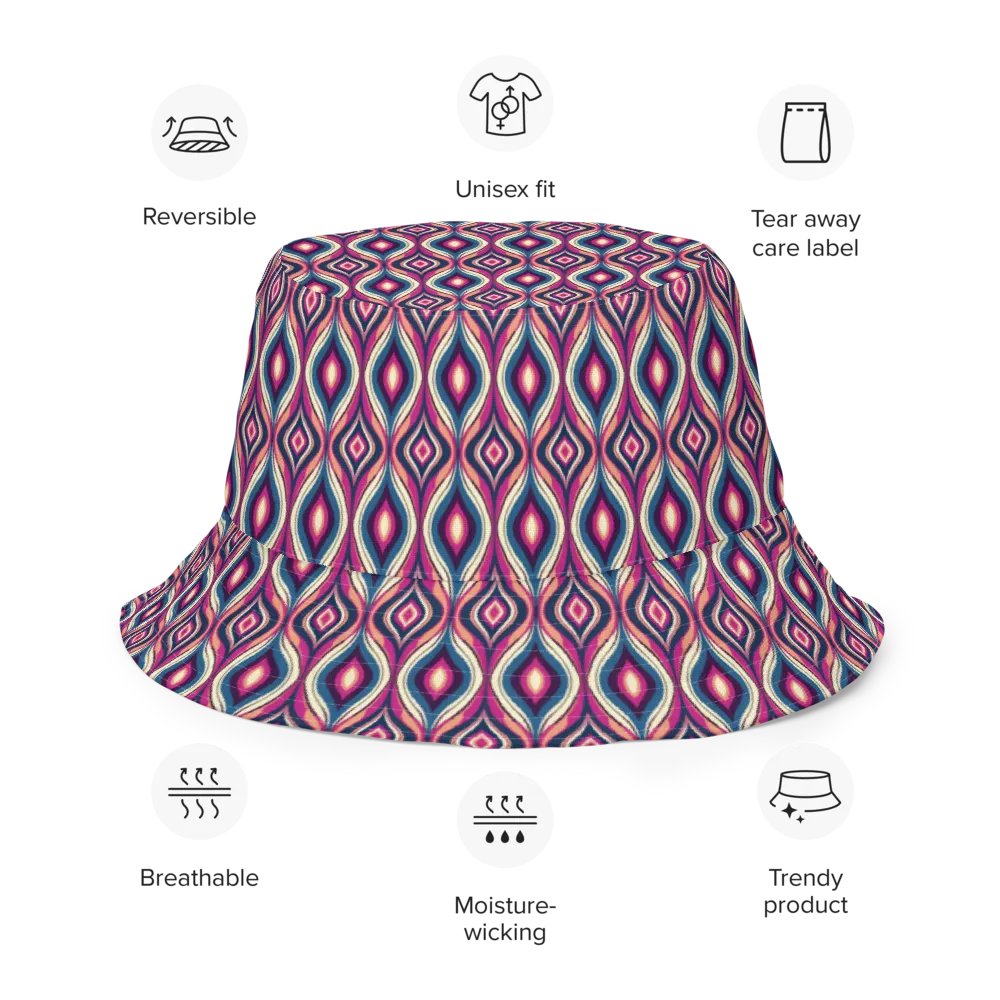 Peacock Pattern Fuchsia Reversible Bucket Hat product image (8)