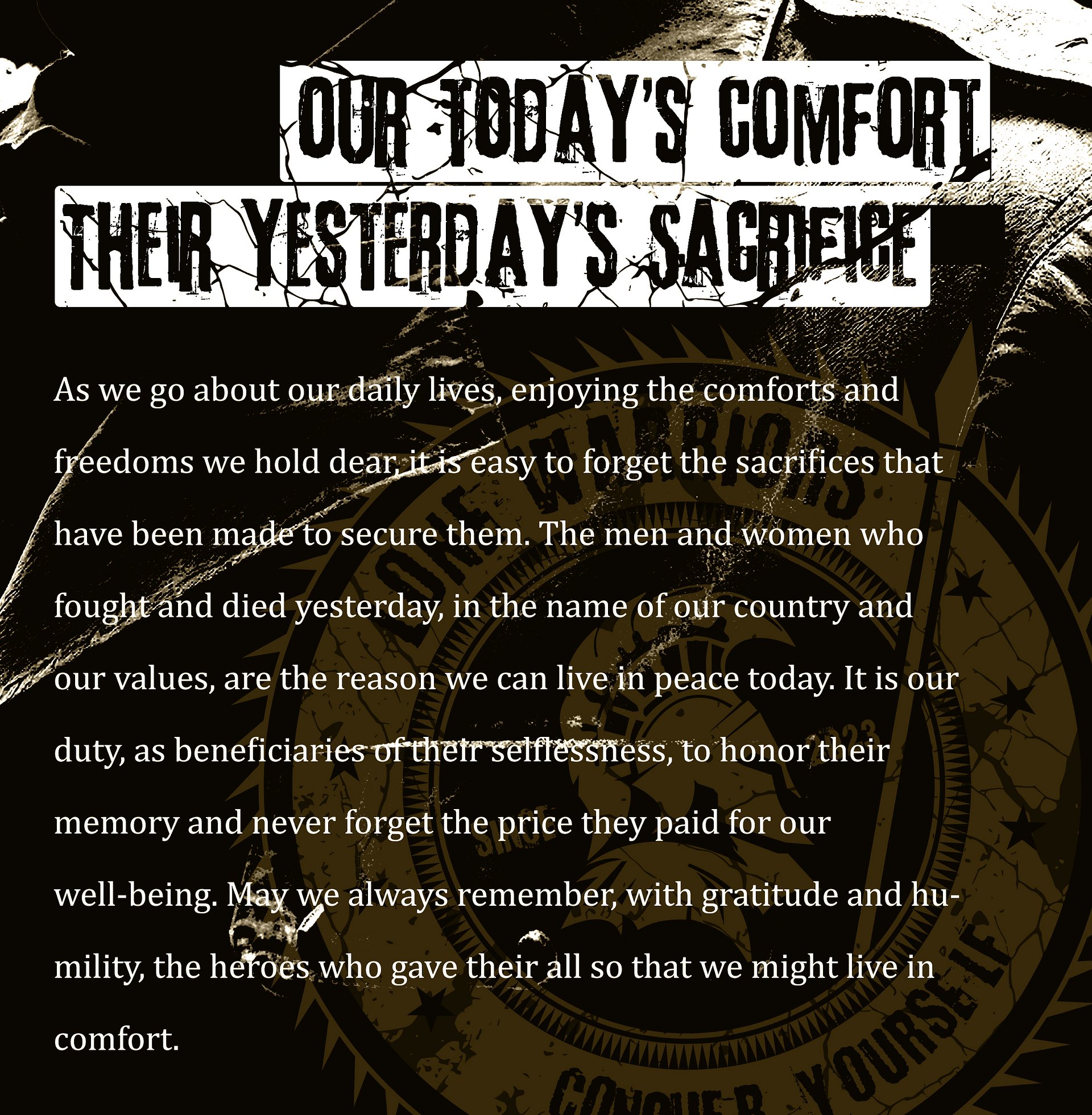 Our Today's Comfort - Their Yesterday's Sacrifice product image (6)
