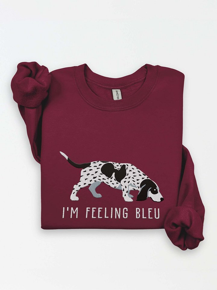 I'm Feeling Bleu Sweatshirt (Embroidered) of a Basset Bleu de Gascogne(Black & White) product image (1)