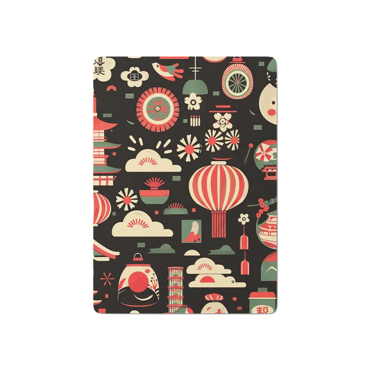 Japanese Lantern Festival Playing Cards | Retro Geometric Pagoda Poker Deck product image (2)