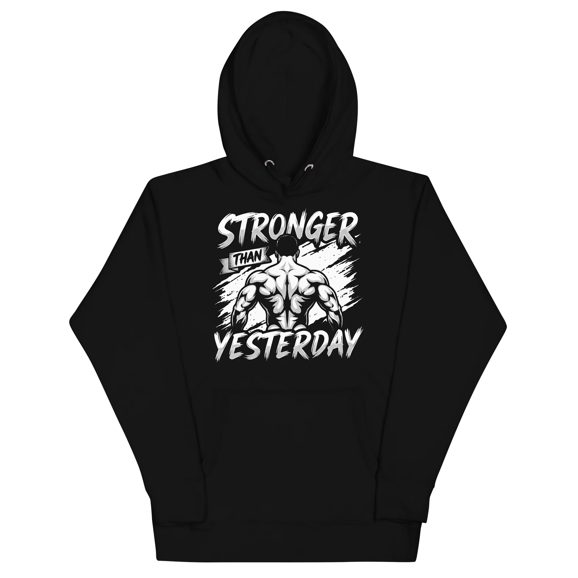 Stronger Than Yesterday" Motivational Gym Hoodie – Bodybuilder Back Print Sweatshirt product image (2)
