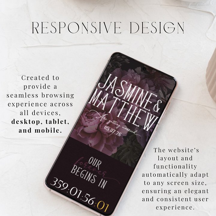 Midnight Bloom Wedding Website | Moody Floral Wedding Template | Editable Canva Website | RSVP Form | Fall Winery Candlelight Theme | Digital Invite product image (2)