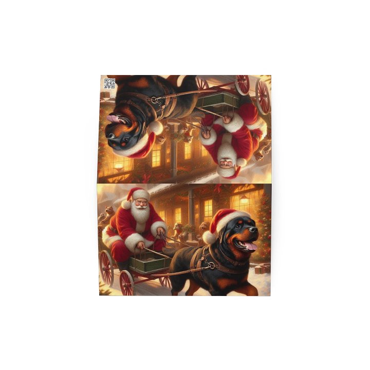 Rottweiler Santa's Sleigh Ride Greeting Card product image (4)