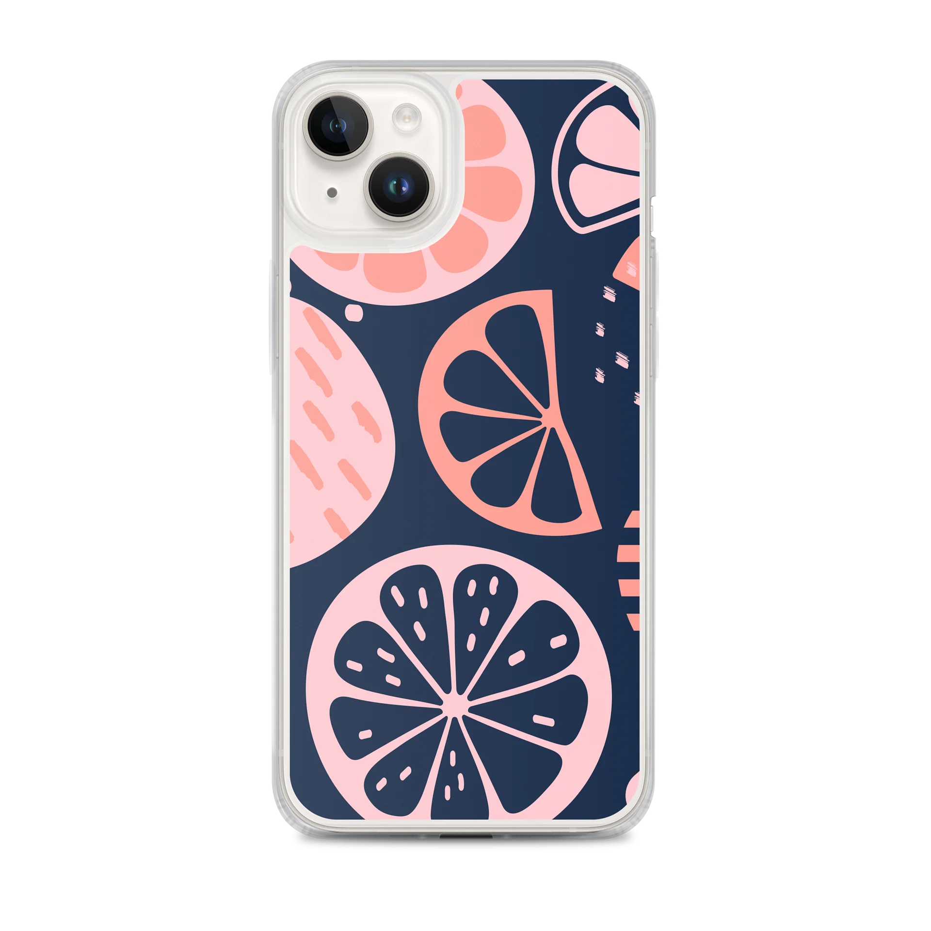 Pink Citrus Slice Clear Phone Case | Cute Pastel Orange Fruit Pattern Aesthetic Cover product image (1)