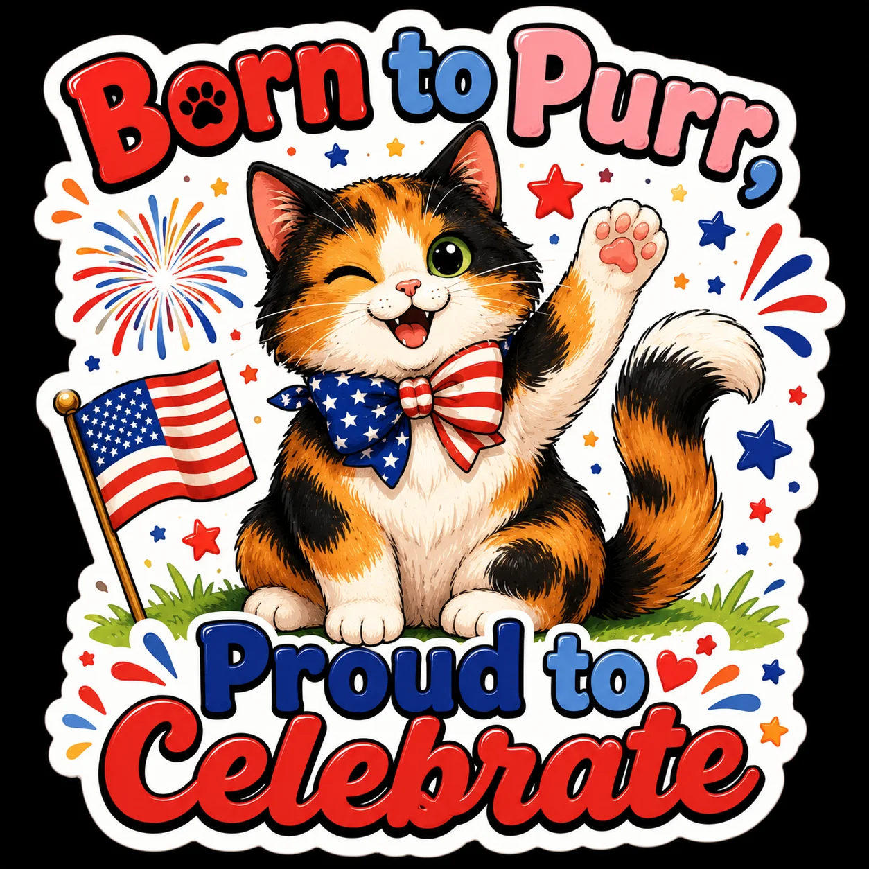 Born to Purr, Proud to Celebrate Calico Cat Sticker product image (1)