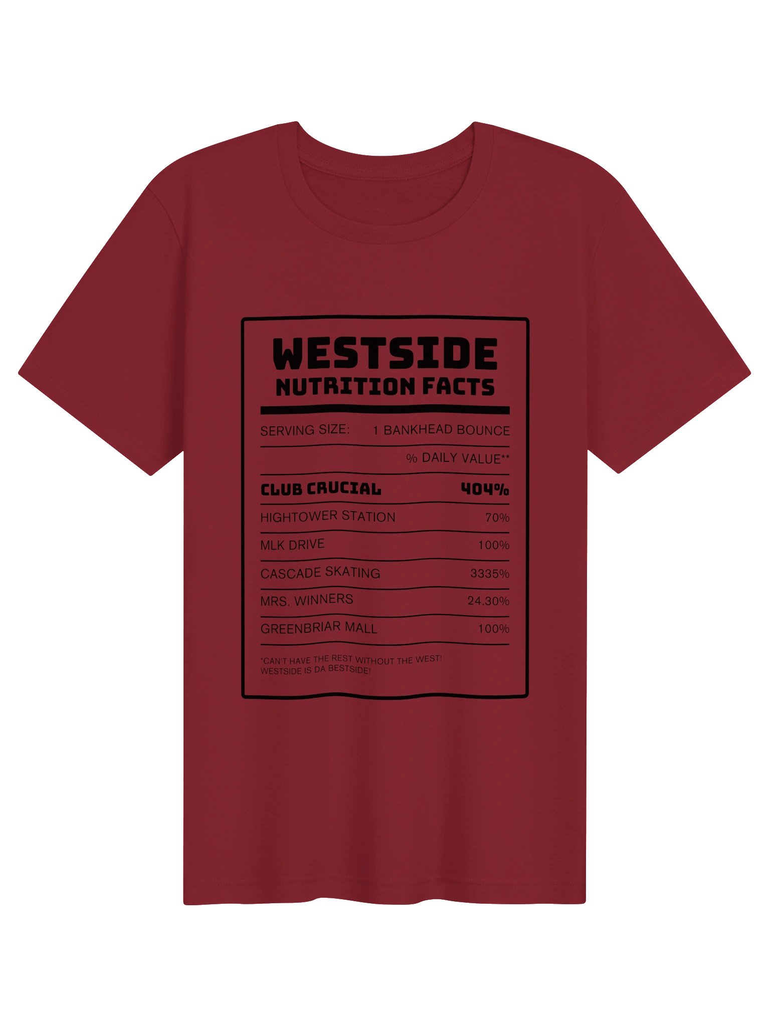 Westside Atlanta Nutrition Facts T-Shirt product image (1)